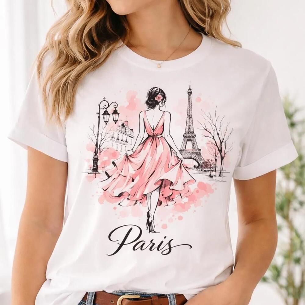 Paris Shirt Eiffel Tower Tee, Paris Fashion Illustration Shirt